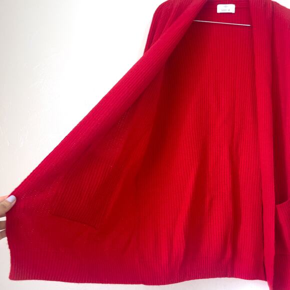 ALLUDE 100% Cashmere Ribbed Open Front Cardigans in Red Size XS - Picture 7 of 11